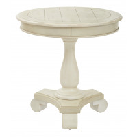 OSP Home Furnishings BP-AVLAT-YCM2 Avalon Hand Painted Round Accent table in Antique Beige Finish